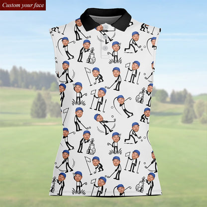 Full front view of abstract golf polo shirt