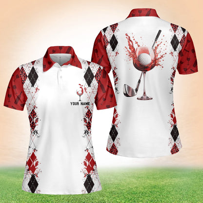 Close up of the personalized name detail on the polo shirt