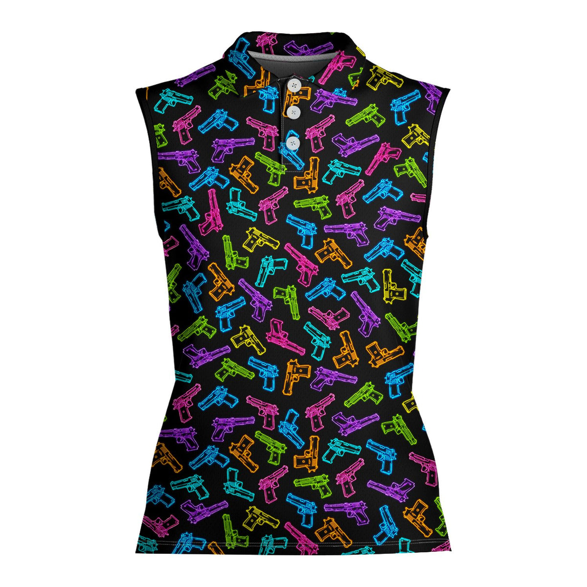 Folded view of the neon guns polo shirt