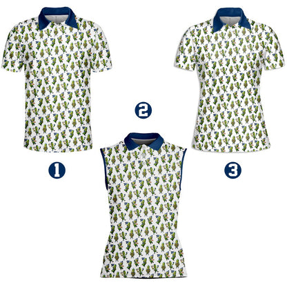 Front view of the white hanukkah polo shirt for adults