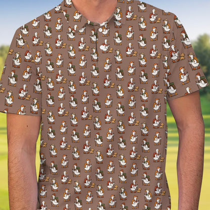 Alternative front view of the hiking ducks polo shirt