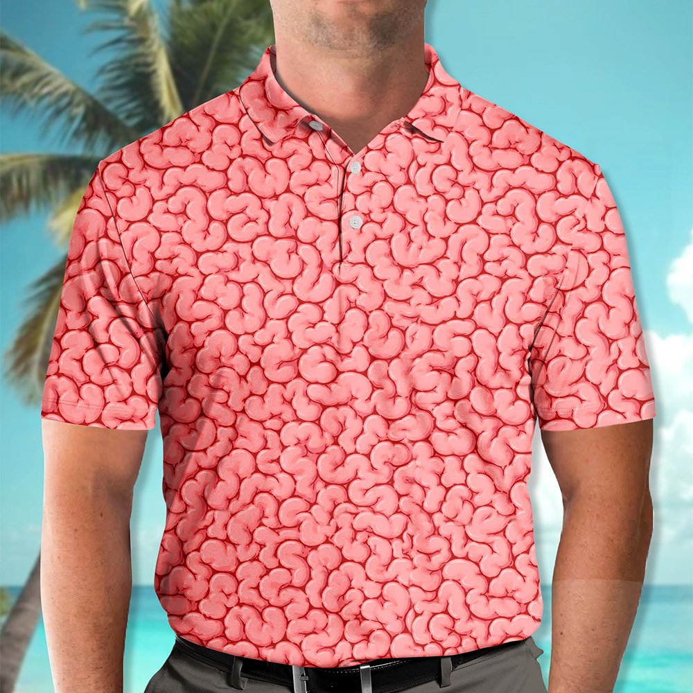 Lifestyle view of someone wearing the horror polo shirt