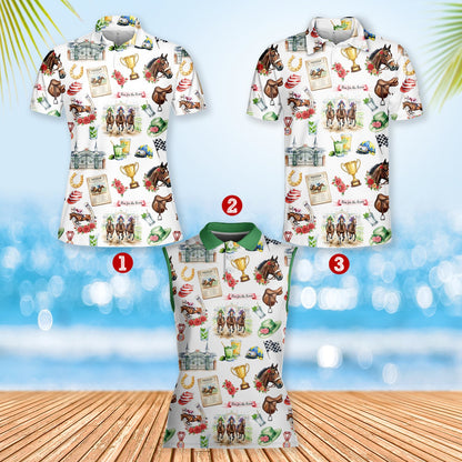 Additional front view of the horse racing polo shirt design elements