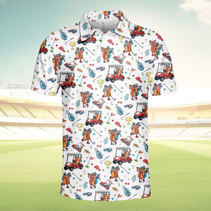 White hot polo shirt with golf print, main view