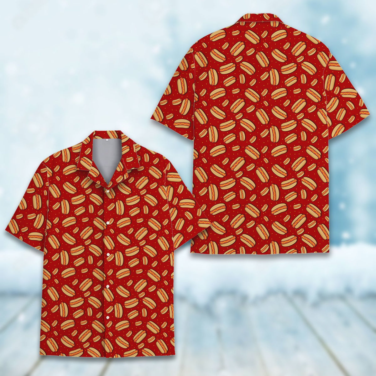 Red hot polo shirt, third front view