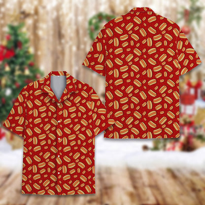 Red hot polo shirt, front view on red background