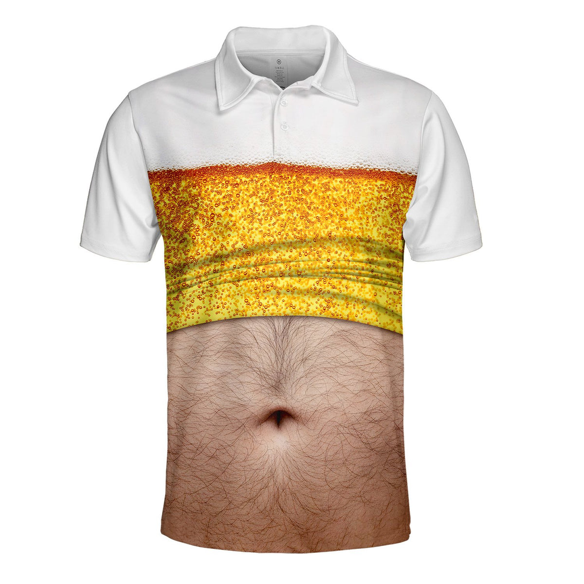 Back view of the white humor polo shirt