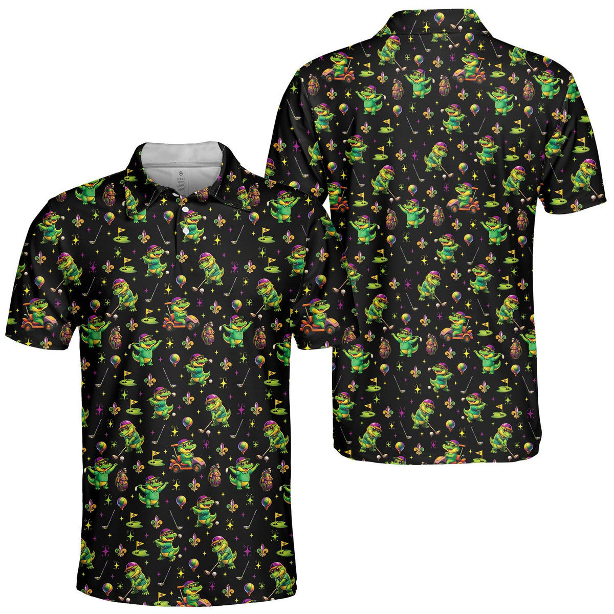 Back view of the mardi gras golf polo shirt