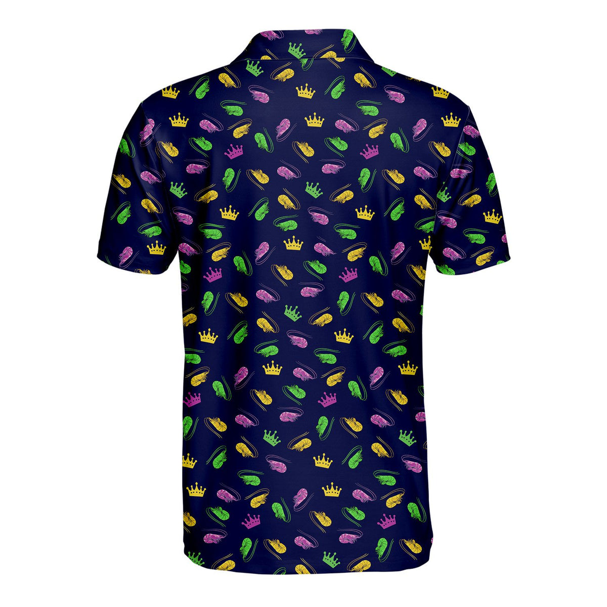 Back view of the navy mardi polo shirt