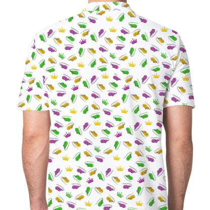 Second lifestyle view of the crawfish and crowns polo shirt