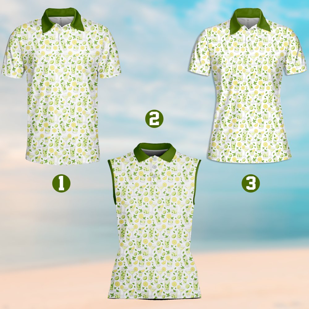 Full front view of the mojito polo shirt against a clean background