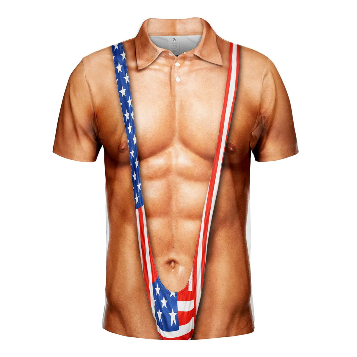 Another front view of the novelty polo shirt