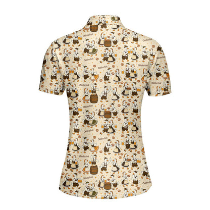 Alternate back view of beige oktoberfest polo shirt