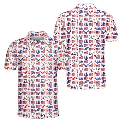 Alternate front view of the patriotic golf polo shirt
