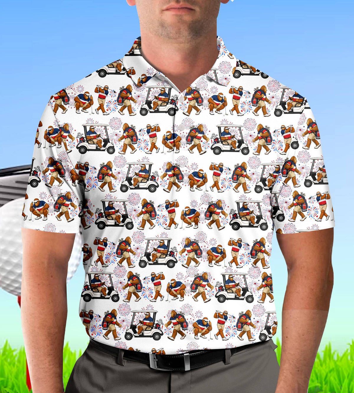 Second lifestyle view of the golf gorilla polo shirt