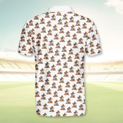 Back view of the fourth of july polo shirt