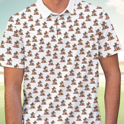 Front view 3 of the patriotic polo shirt
