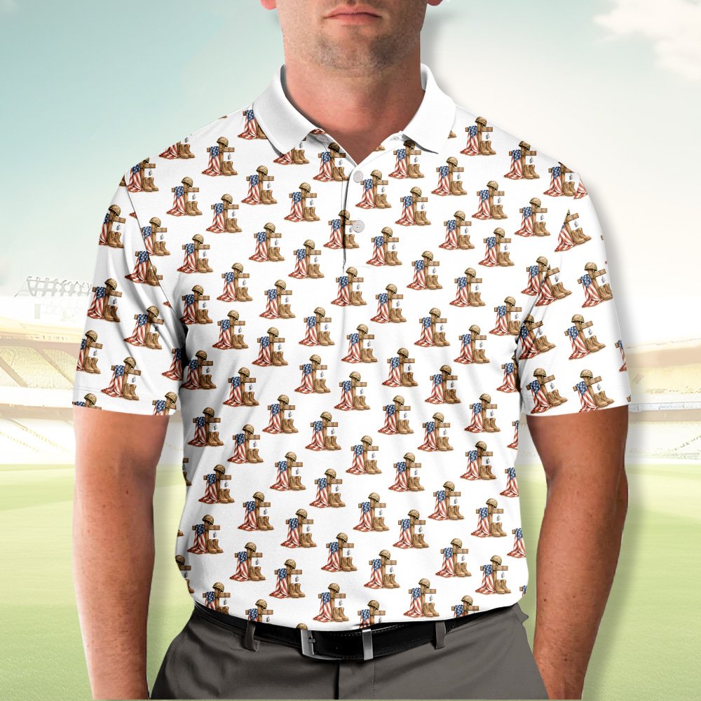 Lifestyle view 2 of the patriotic polo shirt