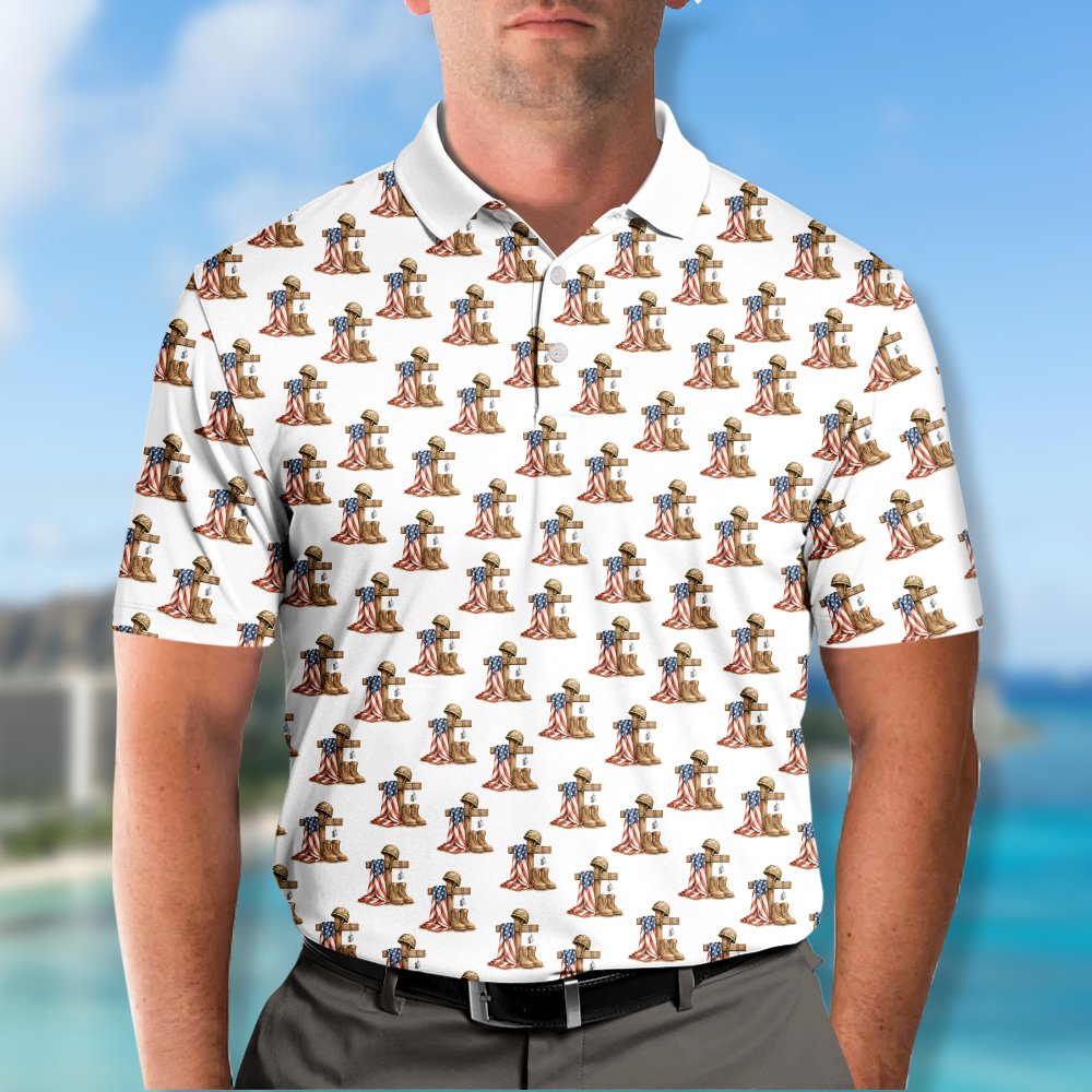 Lifestyle view 3 of the patriotic polo shirt