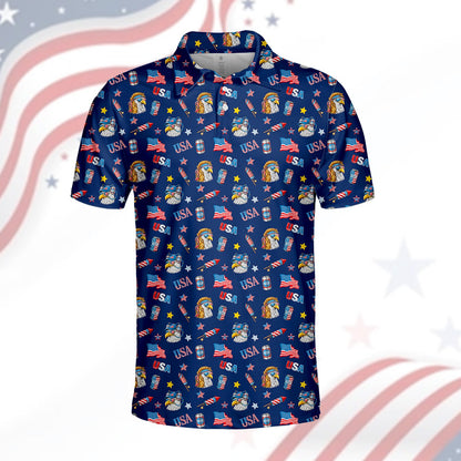 Another front view of the holiday polo shirt