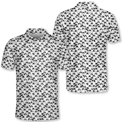 Back view of cartoon penguin print polo