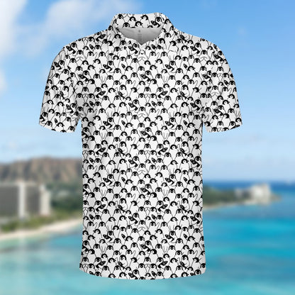 Styled front view of cartoon penguin polo