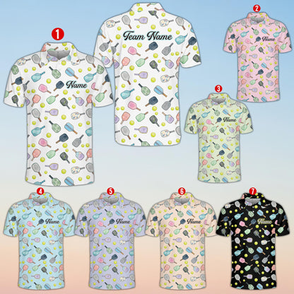 Personalized multicolor pickleball polo shirt front view