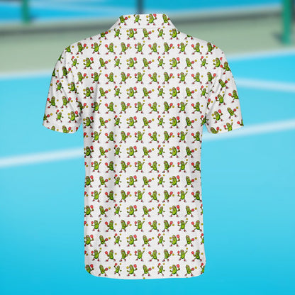 Another front view angle of the white pickleball polo shirt