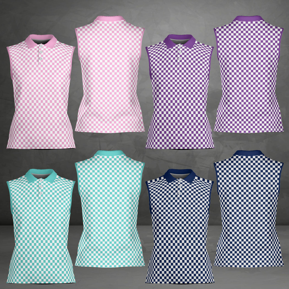 Front detail of the geometric polo shirt in alternate color combination