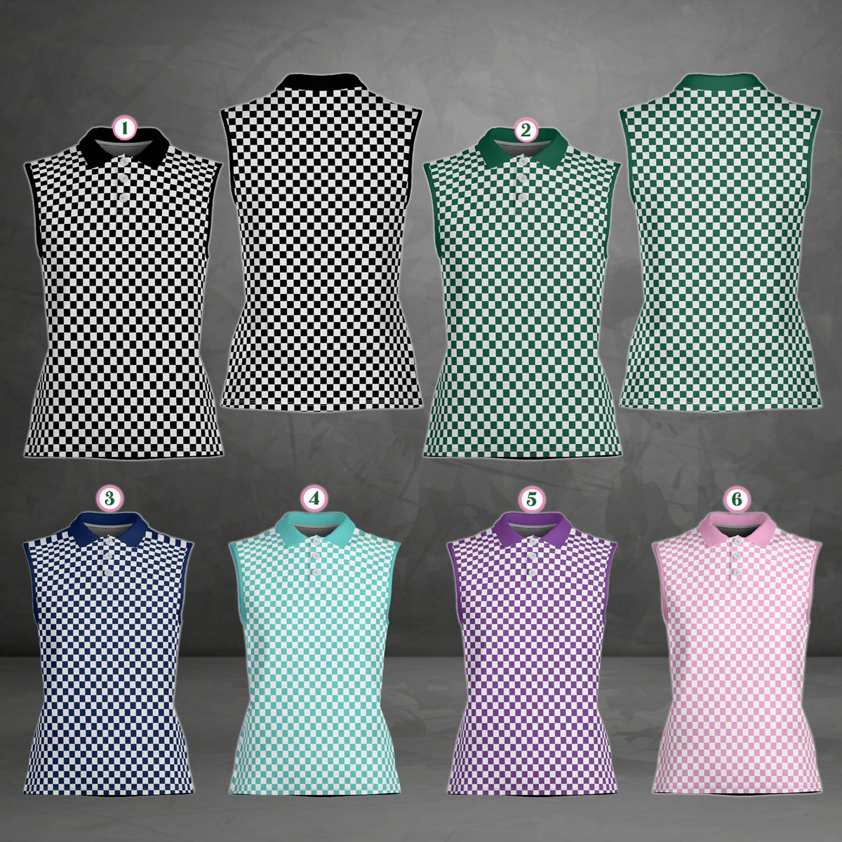 Another front view of the sleeveless retro polo shirt