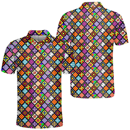 Another front view of the multicolor retro polo shirt