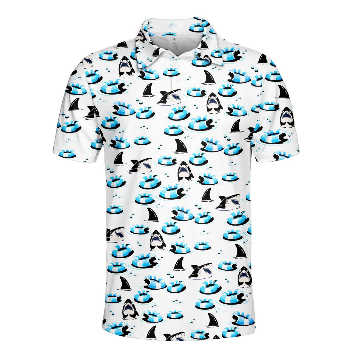 Additional front view of the white polyester polo shirt