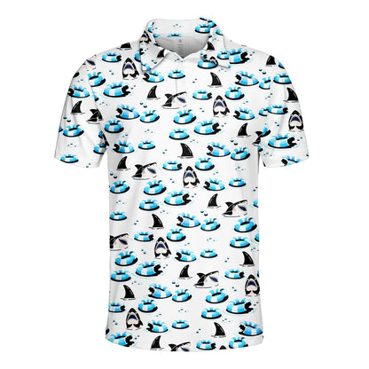 Additional front view of the white polyester polo shirt