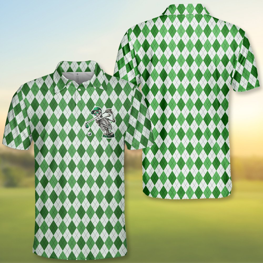 Additional front view of the argyle golf polo