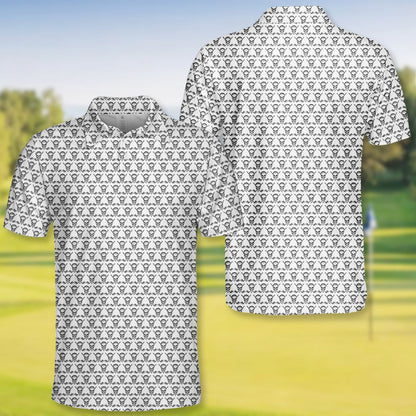 Detailed back view of the abstract golf polo shirt