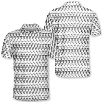 Close up front view of the white skull polo shirt