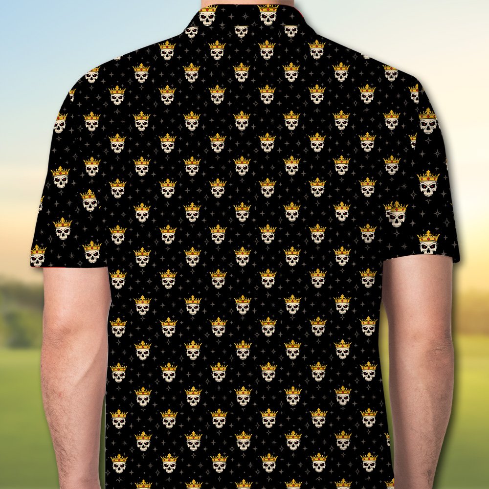 Close-up back view of the crowned skulls and stars design