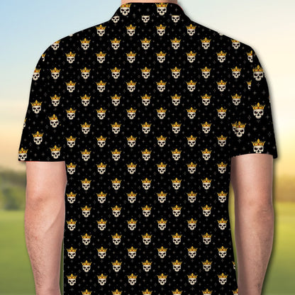 Close-up back view of the crowned skulls and stars design