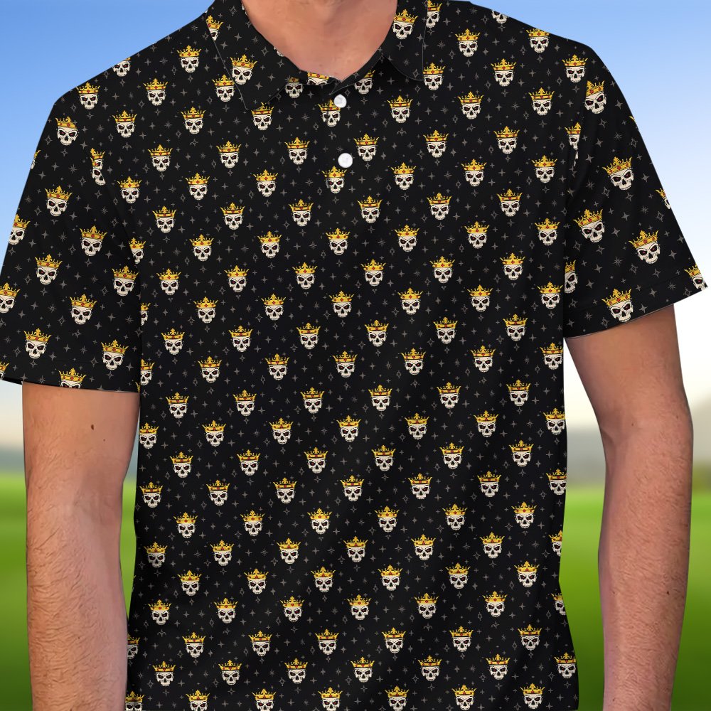 Close-up front view of the abstract polo shirt fabric