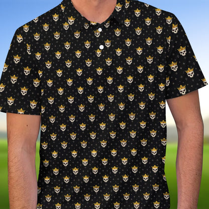 Close-up front view of the abstract polo shirt fabric