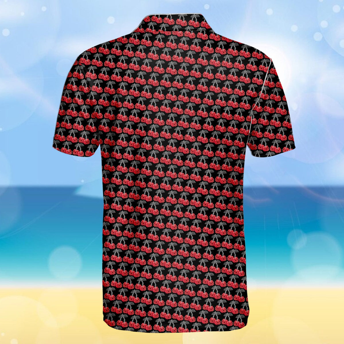 Alternate back view of the skulls polo shirt