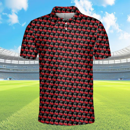Alternate front view of the skull polo shirt