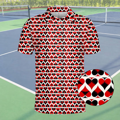 Additional front view of the abstract spades polo shirt