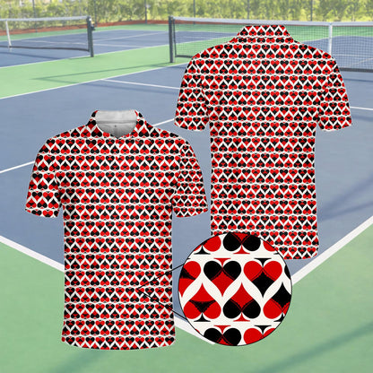 Front angle view of the white spades polo shirt