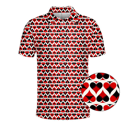 Front view displaying the collar and pattern of the polo shirt
