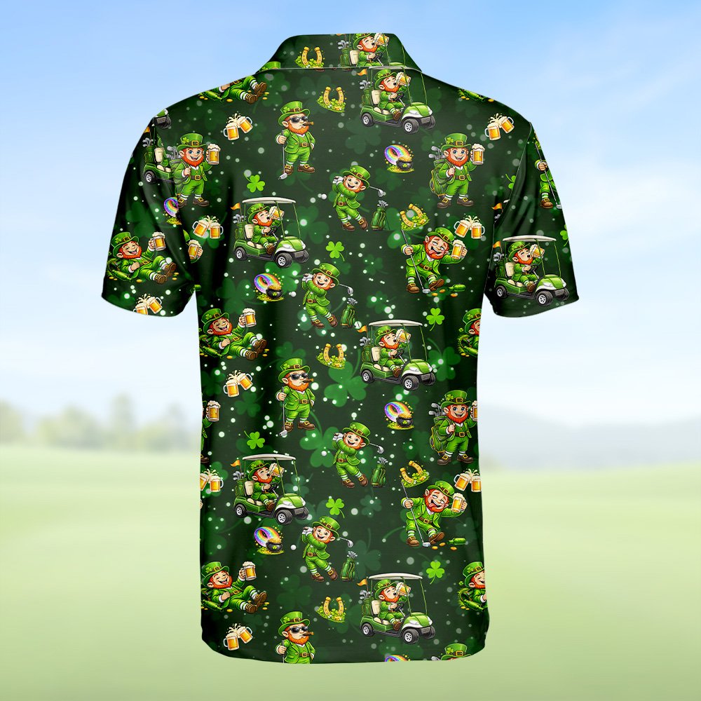 Alternative back view of the green patrick polo shirt