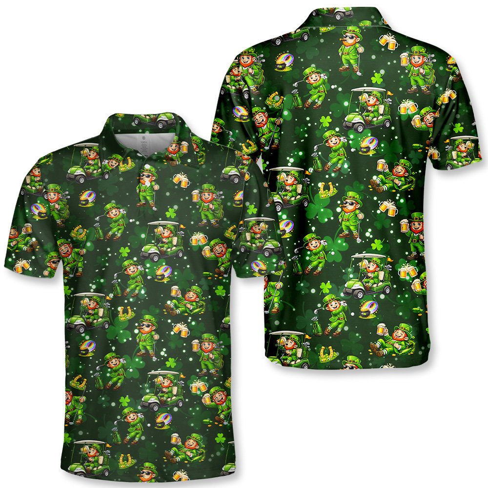 Back view of the St. Patrick's Day golf polo shirt