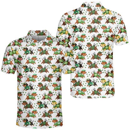 Golfing dachshunds polo shirt front view 3