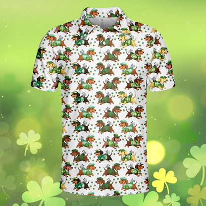 Golfing dachshunds polo shirt front view 6