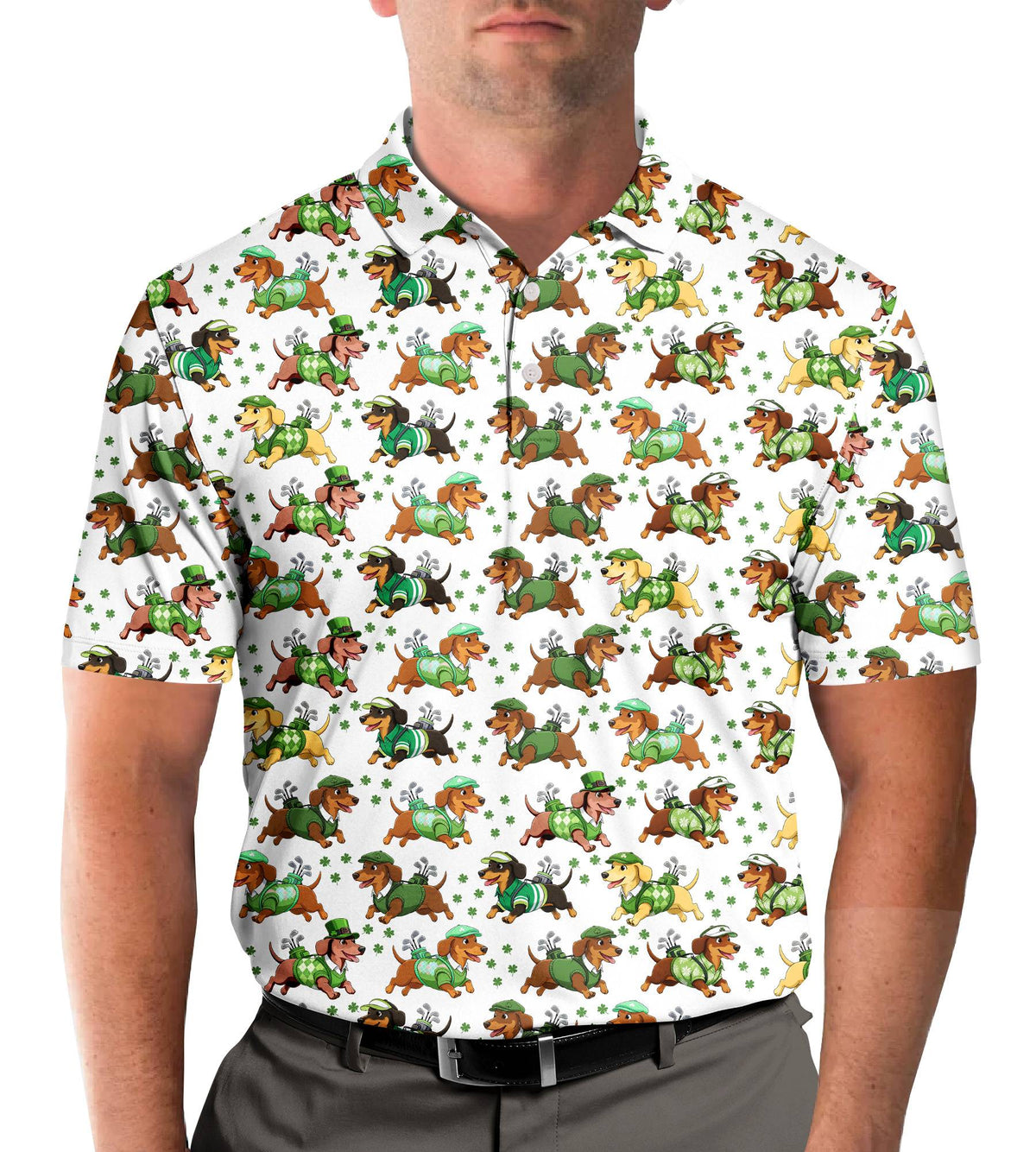 White patrick polo shirt lifestyle view